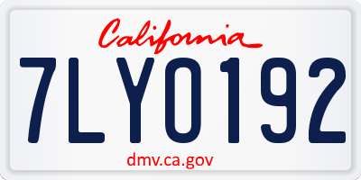 CA license plate 7LYO192