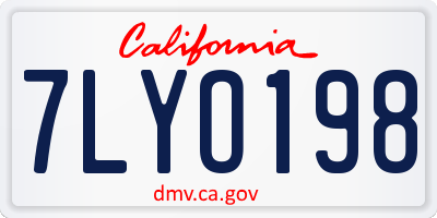 CA license plate 7LYO198