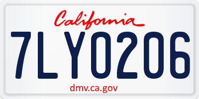 CA license plate 7LYO206