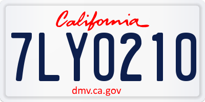 CA license plate 7LYO210