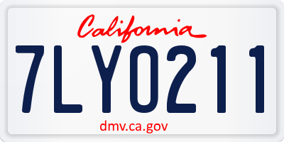 CA license plate 7LYO211