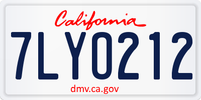 CA license plate 7LYO212