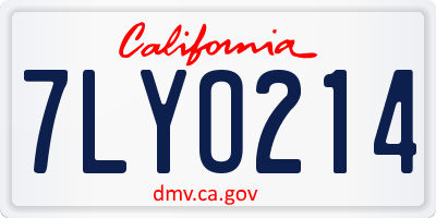 CA license plate 7LYO214