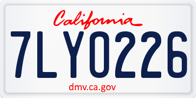 CA license plate 7LYO226