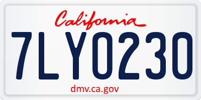 CA license plate 7LYO230