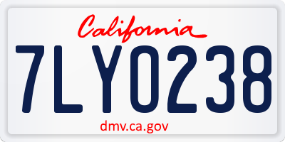 CA license plate 7LYO238
