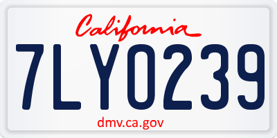 CA license plate 7LYO239