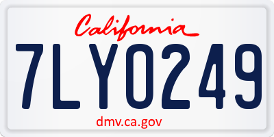 CA license plate 7LYO249