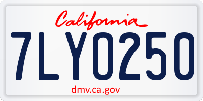 CA license plate 7LYO250