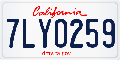 CA license plate 7LYO259