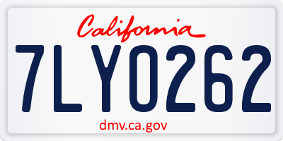 CA license plate 7LYO262