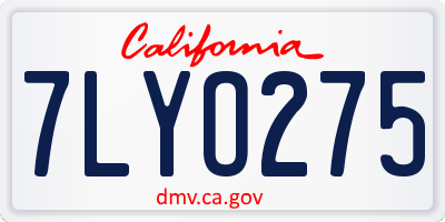 CA license plate 7LYO275