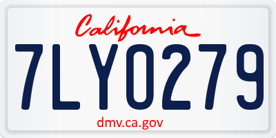 CA license plate 7LYO279