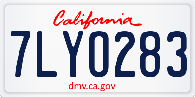CA license plate 7LYO283