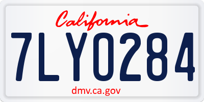 CA license plate 7LYO284