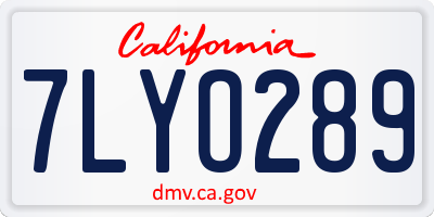 CA license plate 7LYO289