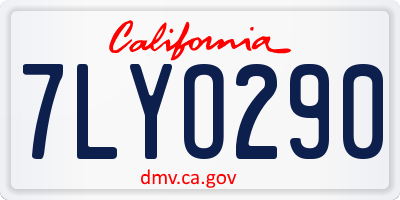 CA license plate 7LYO290