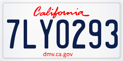 CA license plate 7LYO293
