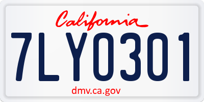 CA license plate 7LYO301