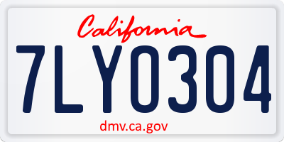 CA license plate 7LYO304