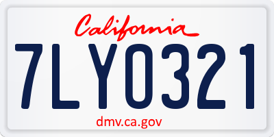 CA license plate 7LYO321