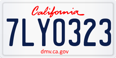 CA license plate 7LYO323