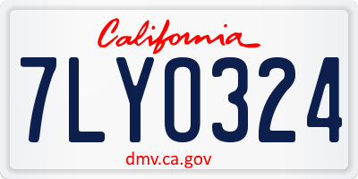 CA license plate 7LYO324