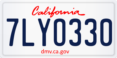 CA license plate 7LYO330