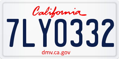 CA license plate 7LYO332