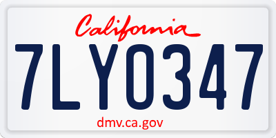 CA license plate 7LYO347