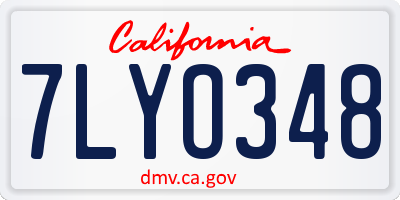 CA license plate 7LYO348