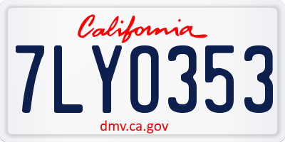 CA license plate 7LYO353