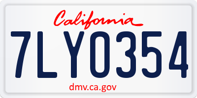 CA license plate 7LYO354