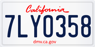 CA license plate 7LYO358