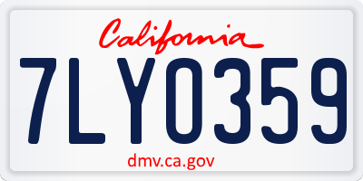 CA license plate 7LYO359