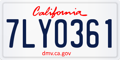 CA license plate 7LYO361