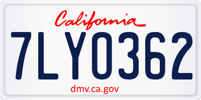 CA license plate 7LYO362