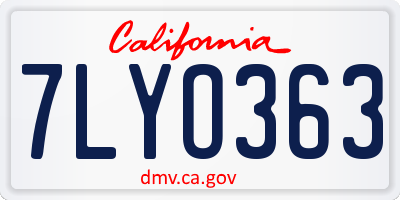 CA license plate 7LYO363