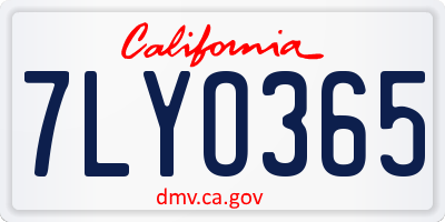 CA license plate 7LYO365