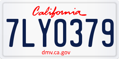 CA license plate 7LYO379