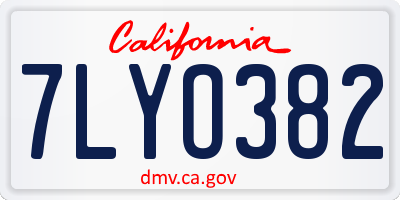 CA license plate 7LYO382