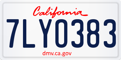 CA license plate 7LYO383