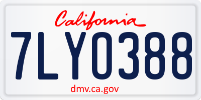 CA license plate 7LYO388