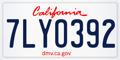 CA license plate 7LYO392