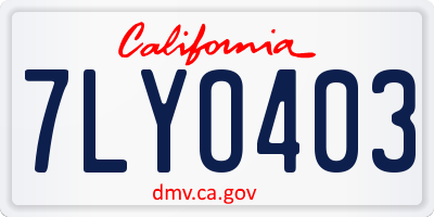 CA license plate 7LYO403
