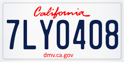 CA license plate 7LYO408
