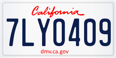 CA license plate 7LYO409