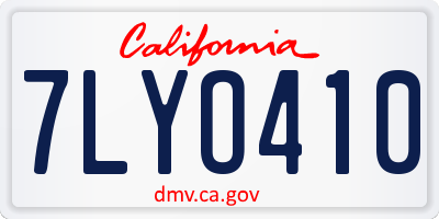 CA license plate 7LYO410