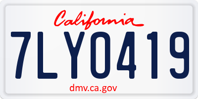 CA license plate 7LYO419