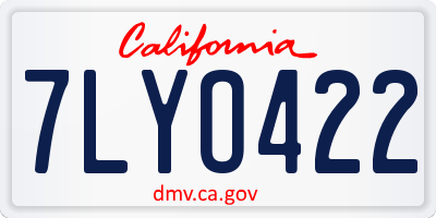 CA license plate 7LYO422